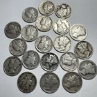 Mercury Dimes 90% Silver - LOT OF 20 - Circulated Random Years -0991