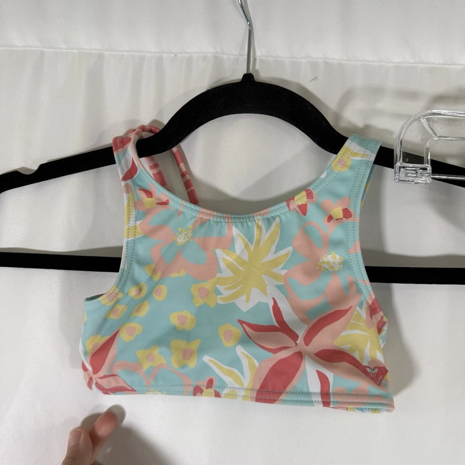 Traje de baño Roxy Girl Teenie Wahine 2 piezas niñas 3T azul floral hawaiano Foto 2 de 4