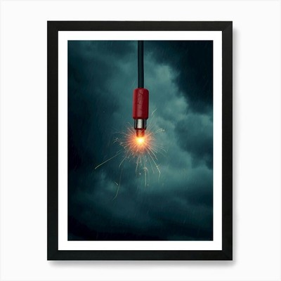 Blitz am Himmel 1 Kunstdruck gerahmt Wandbild Poster Leinwanddruck Bild