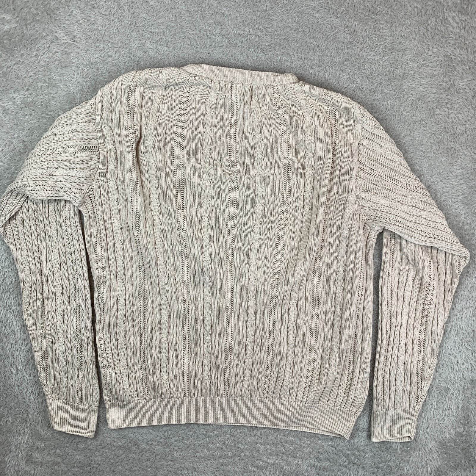 CHAPS Ralph Lauren Cream Ribbed Cotton Pullover Knit Jumper Size Men's Medium image 6