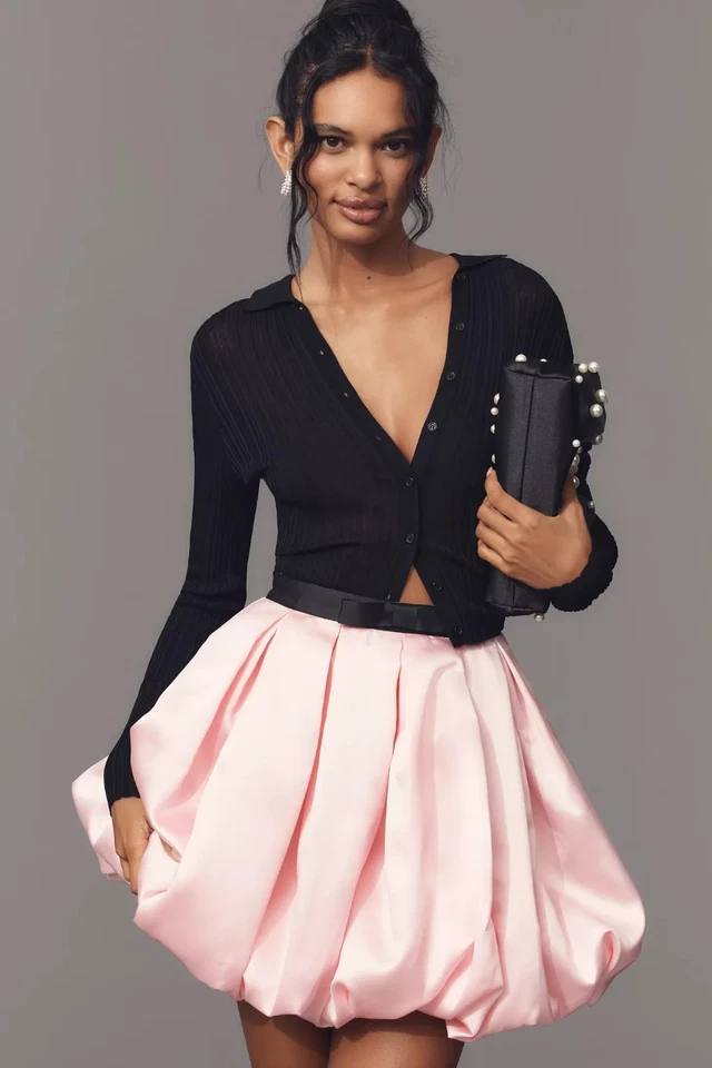 Minifalda Anthropologie Hutch Plisada Completa Burbuja Talla 6 Rosa Nueva con Etiqueta