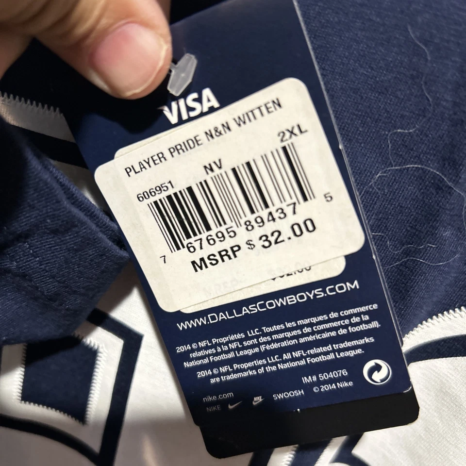 Camisa Dallas Cowboys Para Hombres XL Azul Manga Corta Jason Witten 82 Camiseta Nike Foto 3 de 4