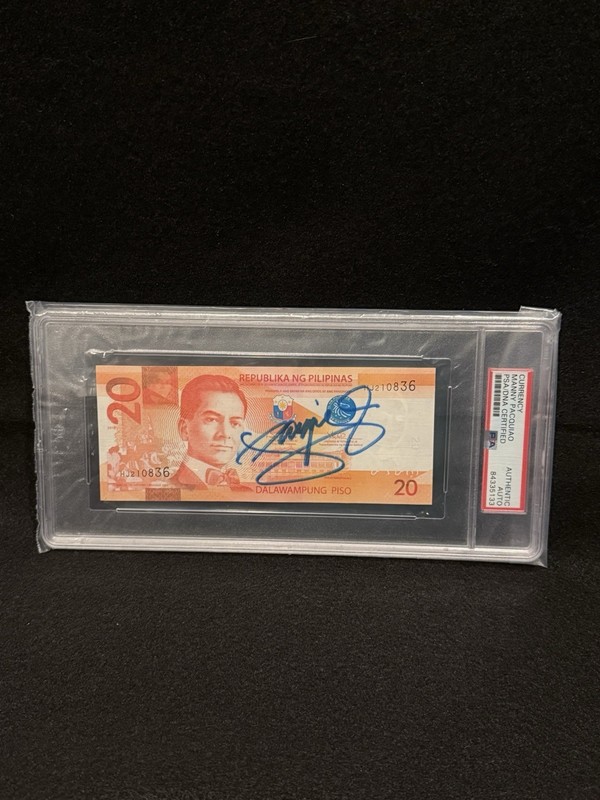 MANNY PACQUIAO SIGNED AUTOGRAPH PHILIPINES CURRENCY PSA DNA! BOLD NO STREAKS!