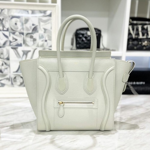 Celine Luggage Micro Leather Handbag Mint Green Used