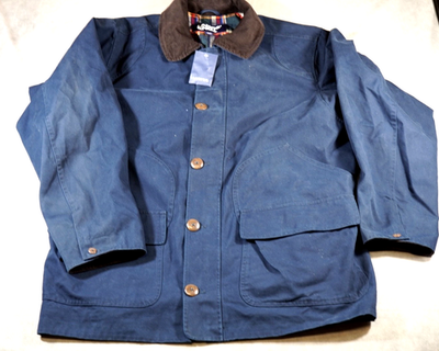 #ad #ad NEW Lands End Jacket Mens XL Blue Canvas Flannel Lined Barn Chore Coat $59.95