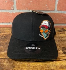 Cool Alien Embroidered Black Decky 6021 Mid Profile Trucker Snapback Hat