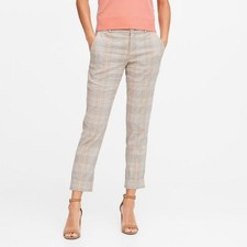 NWT Banana Republic Avery Straight Fit Ankle Pants Brown/Pink Size 12 Linen