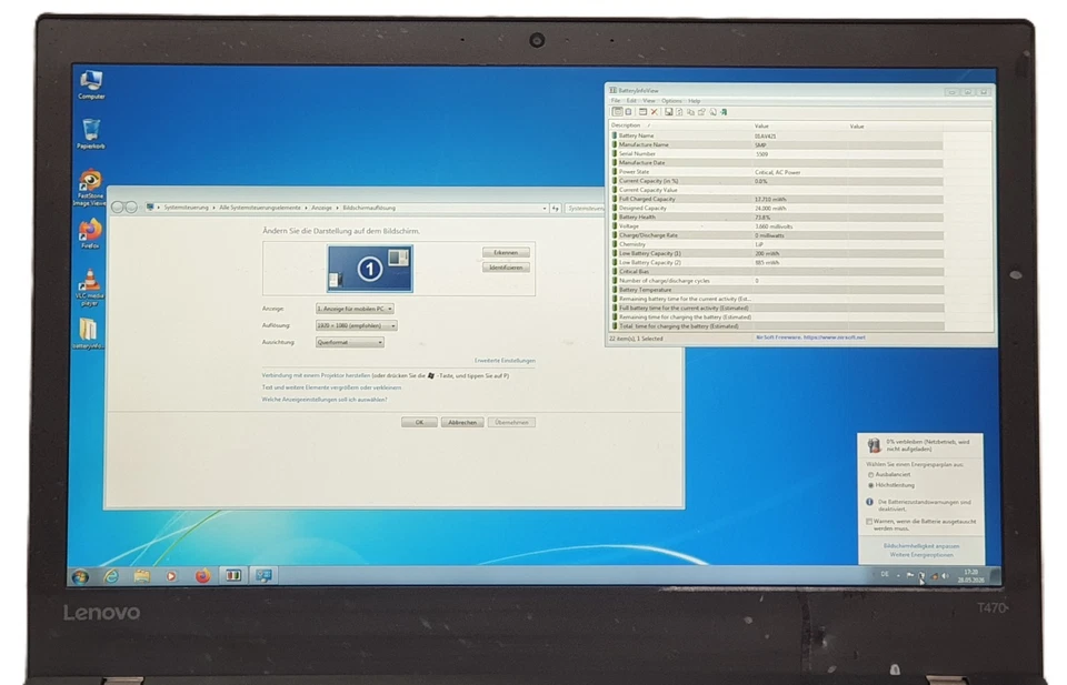 Lenovo T470 i5-7200 256GB SSD 8GB Notebook Laptop Windows 7 Touch! 14" Diagnose - Bild 2 von 4