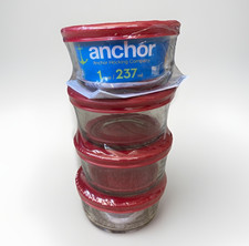 Anchor Hocking Glass Food Storage Containers with Lids, 1 Cup Round, Set of 4