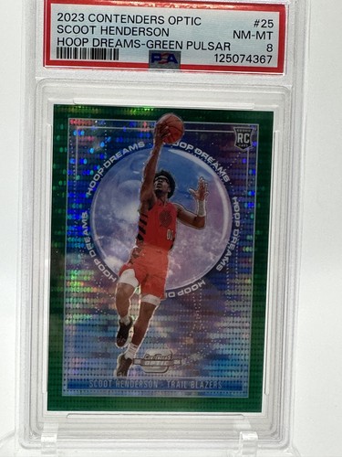 /25 PSA - 2023 Contenders Optic - Hoop Dreams Scoot Henderson #25 Green Pulsar