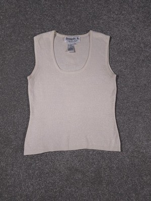 Joseph A. Tanktop Damen klein creme metallic Seidenmischung Strick Y2K Party