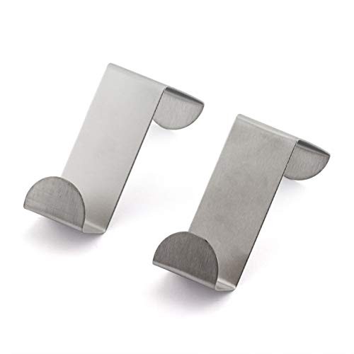 2 Pack Over The Door Hooks Stainless Steel Seamless Nail-Free Bathroom Kitchen - Picture 1 of 5