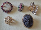 Lot 5 Vintage Costume Jewelry Brooches and 1 EAR RING-1 BROOCH MARKED Scitarelli