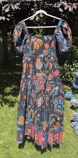 Anthropologie Farm Rio Black Pineapple Tiered Puffer Maxi Dress Pockets Large