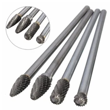 4*Rotary Burr 1/4 Inch 6mm Shank 150mm Long Carbide Cutter CNC-Engraving-Bit Set