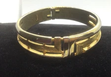 Trifari Bracelet Hinged Abstract Design Brushed and Polished Crown Mark Vintage
