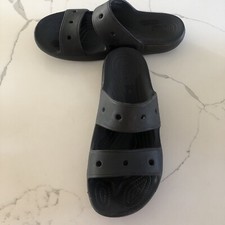 Crocs Iconic Comfort Classic Two Strap Sandals M11 W13 Black Slides Black