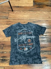 AFFLICTION T Shirt Mens Size Medium Molon Labe Freedom Defender USA Camo