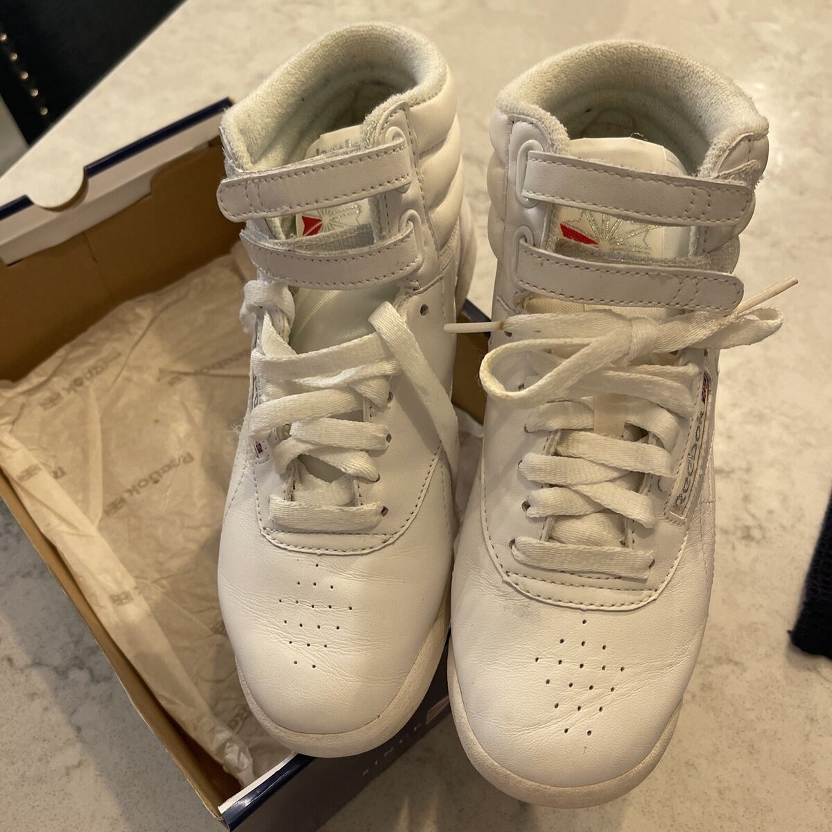 Reebok Classic Freestyle Hi Top White 5 Shoes Retro Vintage Reebok Classic Freestyle Hi Top White 5 Shoes Retro Vintage