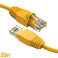 35Ft Cat6A RJ45 LAN Network Ethernet Modem Molded Patch Cable Gold Plated Yellow