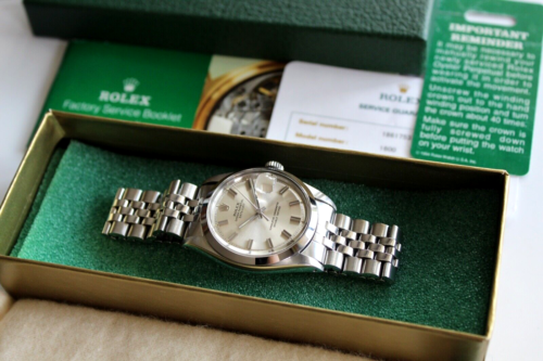 VINTAGE ROLEX DATEJUST REF. 1600 *WIDE BOY* 36MM SMOOTH BEZEL JUBILEE MENS WATCH
