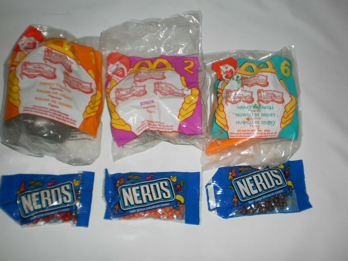 McDonald's 1997 Jungle Book Toys Baloo, Junior Mowgli MIP COMPLETE  w/Candies