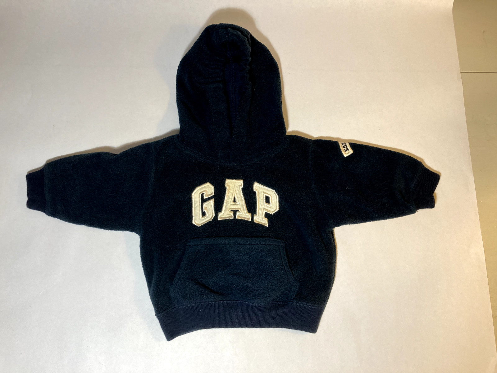 Vtg Baby Gap Navy Blue Fleece Arch Logo Hoodie Pullover Infant 3-6 Months 1969