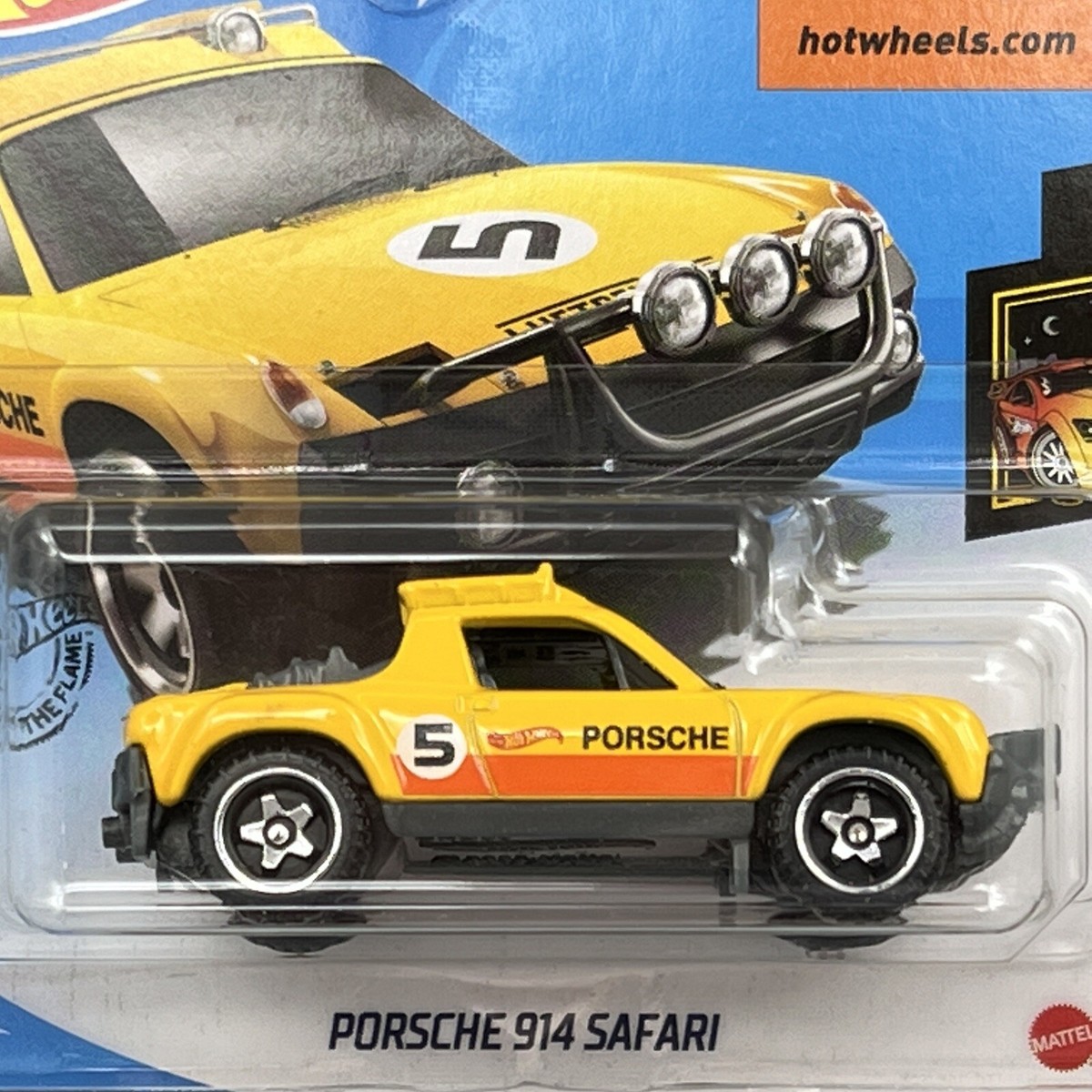 Hot Wheels Nightburnerz Porsche 914 Safari Yellow Short Card Read