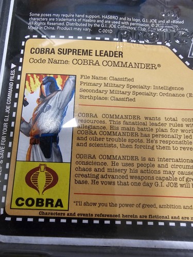 2018 GI Joe Collectors Club exclusive FSS 7-06 Arctic Cobra Commander Brand New - Picture 6 of 6