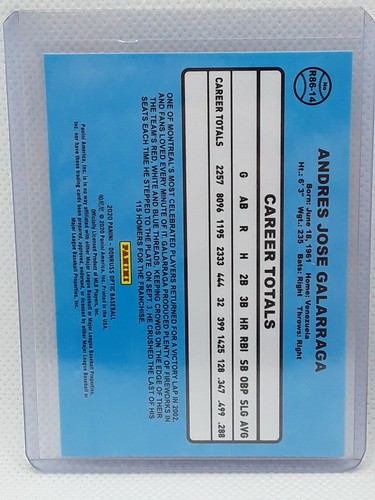 Andres Galarraga 2020 Donruss Optic Baseball - Retro 86 #14 Montreal Expos - Picture 2 of 2