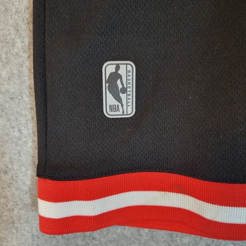 NBA Practice Training Shorts Men Medium Mesh Ribbed Hem Basketball Black Red - Picture 2 of 10