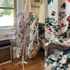 Duster long cardigan size L Floral Butterfly Open Front cottagecore