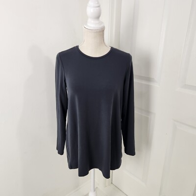 Eileen Fisher Top Womens PS Gray Jersey Knit Tencel Capsule Wardrobe Neutral