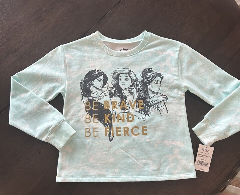 DISNEY Princesses Girl SZ M (7/8) Crewneck Pullover Sweatshirt New With Tags!