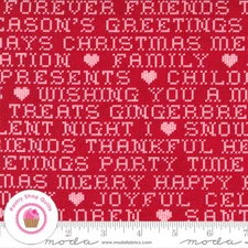 Moda HUSTLE & BUSTLE 30664 16 Red Text  BASIC GREY Quilt Fabric Christmas