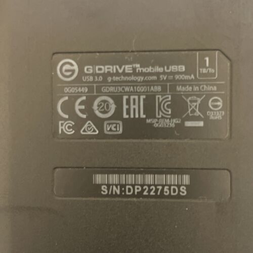 G-Drive 0G05449 Silver Portable 1TB USB 3.0 900mA External Hard Drive MINT - Picture 3 of 9