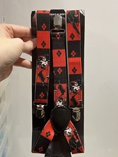 Braces Suspenders Harley Quinn Pattern From DC Batman Red  Black 1  Wide NEW