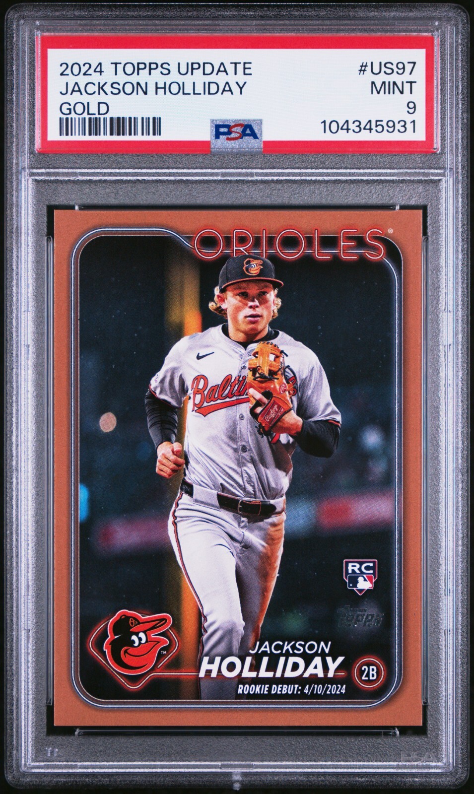 2024 Topps Update - Rookie Debut Gold #US97 Jackson Holliday /2024 (RC) PSA 9