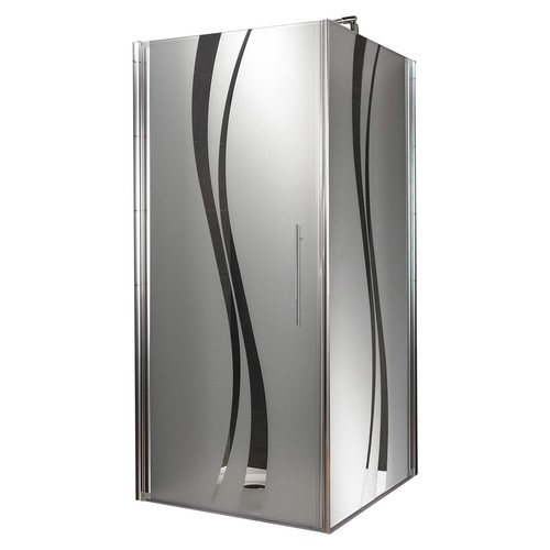 Duschkabine Eckeinstieg Duschabtrennung Dusche Glas mit Dekor Liane 90x90 - Bild 6 von 6