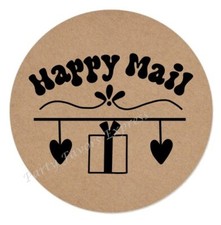 HAPPY MAIL KRAFT ENVELOPE SEALS LABELS STICKERS SMALL BUSINESS