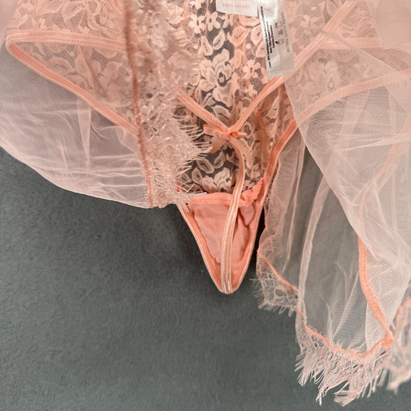 Dreamgirl O/S Halter Plunge Lace Teddy with Attached Flyaway Skirt Pink 11513