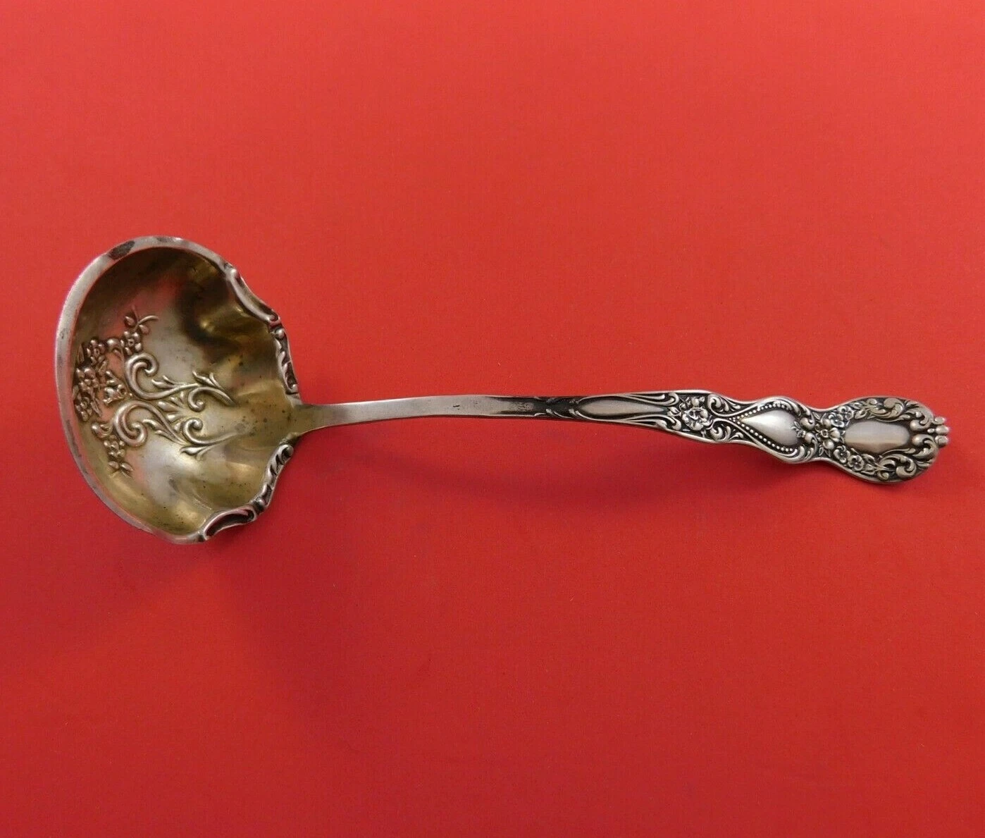 Manchester Sterling Silver Sauce Ladle GW with Flowers in Bowl No Spout 5 3/4"