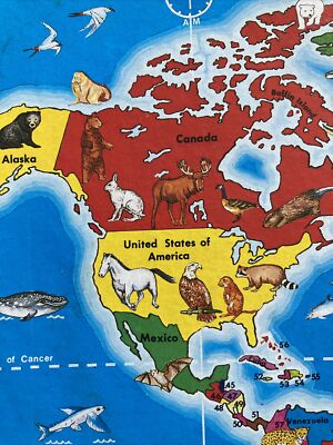 Rare Vintage 1980s Hazel Mill World Map Puzzle 120 Pieces Wildlife