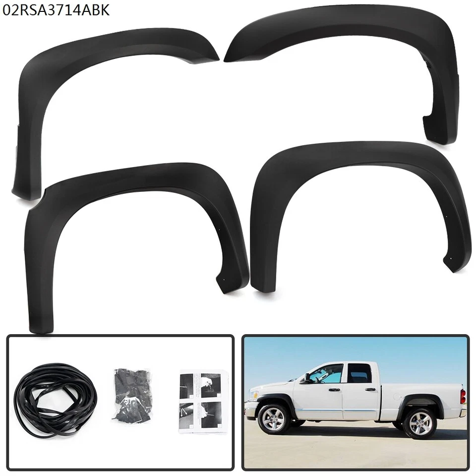 APTO PARA GUARDABARROS DE RUEDA ESTILO FÁBRICA DODGE DAKOTA 2005-2011 NEGRO ACAMPANADO [4 PIEZAS] Foto 2 de 4