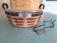 Longaberger 2005 Inaugural basket, lid, protector & tie-on Complete New