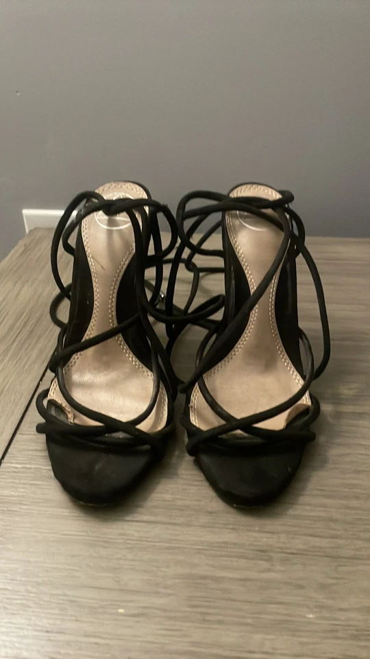 Tacones de aguja Missguided Black Barley There con cordones talla 5 Foto 2 de 4