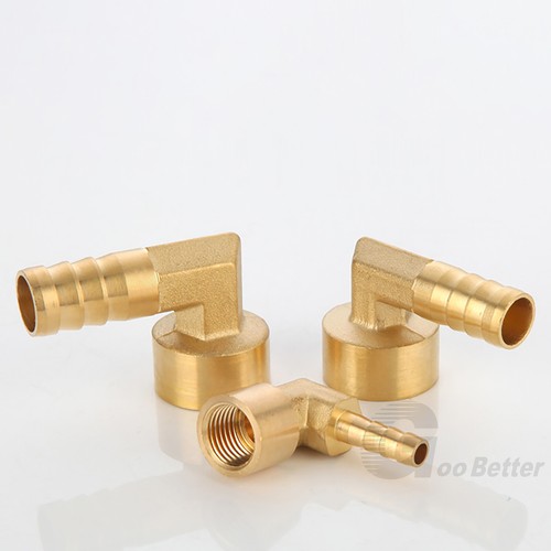 Brass 90 Degree BSP Female Thread Elbow x Barbed Hose Tail Joiner Pipe Fittings - Picture 3 of 14