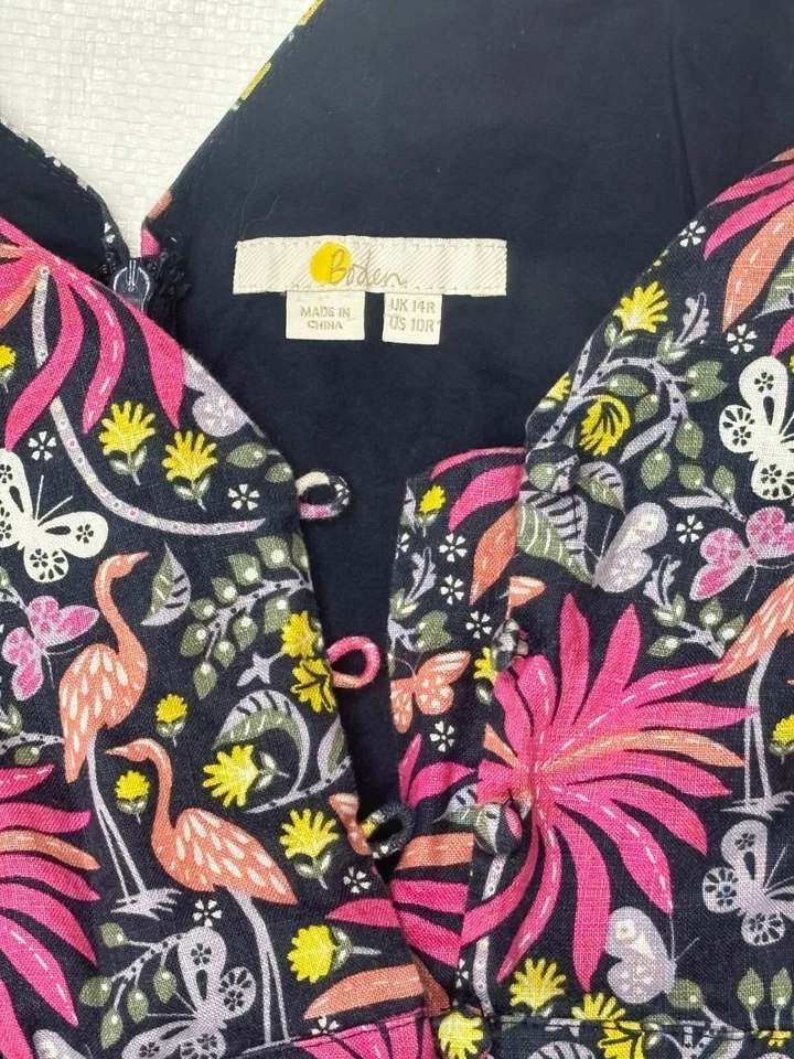 Boden Mujer Estampado Brillante Super Ancho Pierna Botón Delantero Mono Talla US 10 Foto 3 de 4