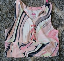 Girls justice lace up racerback bralette size 10 multi swirl new