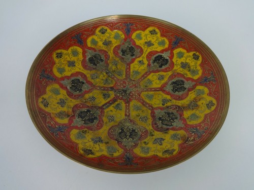 Schmuckschale geometrisch bemalt Emaille Vintage Wiederholungsmuster Design Teller Geschirr